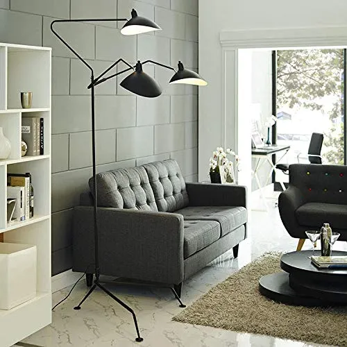Lampe sur pied LGFSG Lampadaire Modélisation Chambre Lampe industrielle debout Simple Salon Led Luminaire au sol, 3 têtes noir