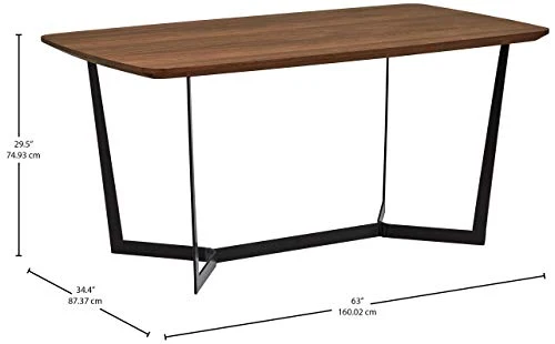 Marque Amazon - Rivet - Table de salle à manger au style industriel, largeur 160 cm, Noyer