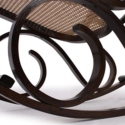 Mendler Rocking-Chair Fauteuil à Bascule, Couleur Noyer, rotin