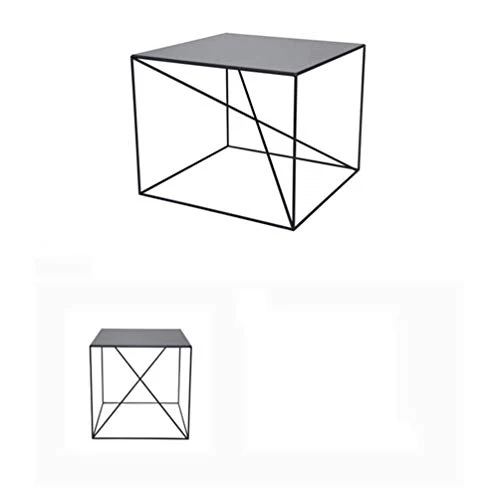 Canapé Side Table, Salon Fer Art Petite Table Carrée Bureau Salle de réunion Décoration Table basse Chambre Table de nuit (Color : Black)