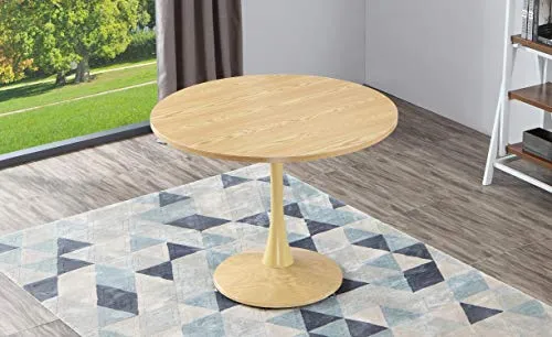 Menzzo Necy Table Ronde, Bois, Chêne Clair, Taille Unique