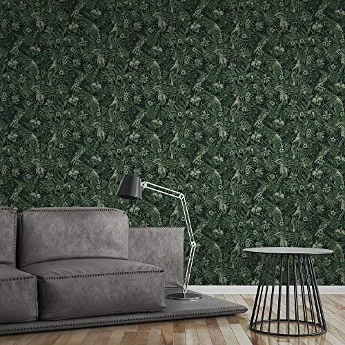 A.S. Création 372101 37210 Greenery Papier peint intissé Motif palmiers Vert/noir 10,05 m x 0,53 m, 372101