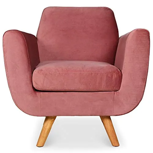 Menzzo Danube Fauteuil, Velours, Rose, 83