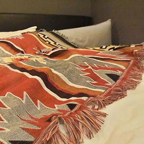 T&X Bohemian Ethnique Géométrique Indien Rétro Nordic Navajo Couverture Canapé Tapisserie, Kowart, 125X150cm