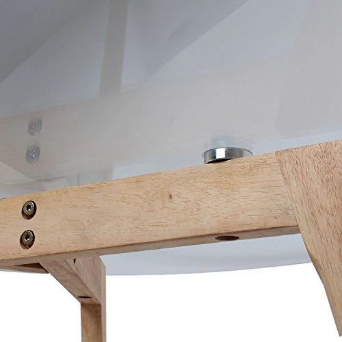 THE HOME DECO FACTORY Table Ronde, Bois/Verre, Transparent/Marron, 80 x 80 x 45 cm