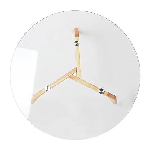THE HOME DECO FACTORY Table Ronde, Bois/Verre, Transparent/Marron, 80 x 80 x 45 cm