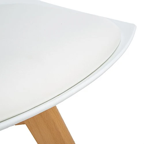 Homeinart Ajie Lot de 4 Chaise de Cuisine pour Salle à Manger Design scandinave avec Assise rembourrée avec Pieds en Bois de hêtre Massif - Blanc