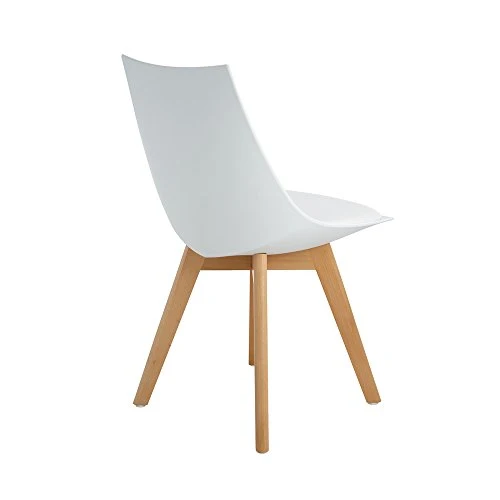 Homeinart Ajie Lot de 4 Chaise de Cuisine pour Salle à Manger Design scandinave avec Assise rembourrée avec Pieds en Bois de hêtre Massif - Blanc