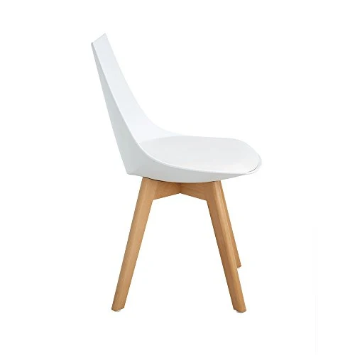 Homeinart Ajie Lot de 4 Chaise de Cuisine pour Salle à Manger Design scandinave avec Assise rembourrée avec Pieds en Bois de hêtre Massif - Blanc