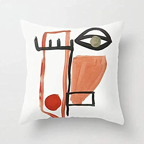 jonycm Housse de Coussin Abstrait Visage Doux Décoratif Carré Coussin Couvre Oreiller Coussin Taie d'oreiller pour Canapé Chambre Voiture 45X45cm
