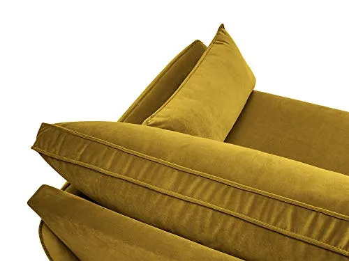 Kooko Home Canapé Velours, Lento, 2 Places, Jaune, 158x100x90