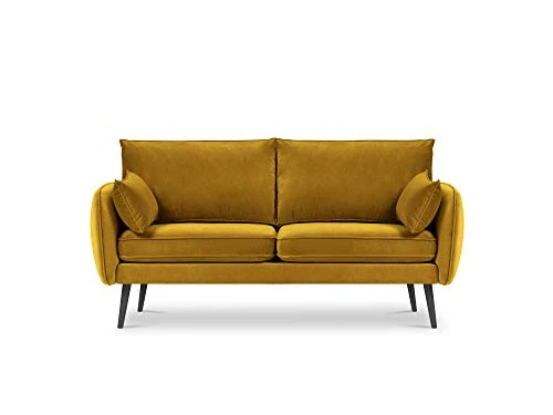 Kooko Home Canapé Velours, Lento, 2 Places, Jaune, 158x100x90