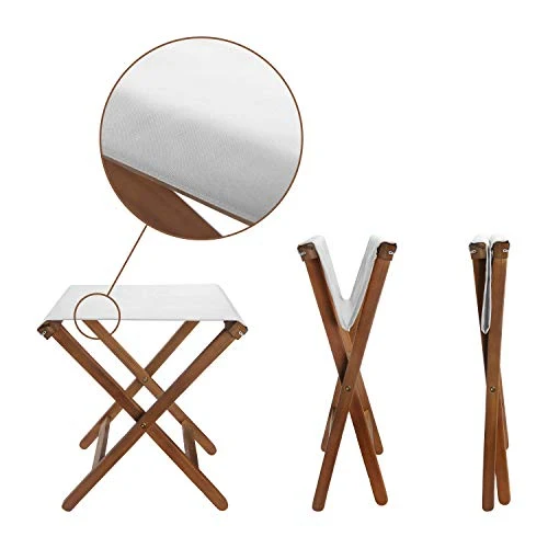 com-four® Tabouret Pliant en Bois - Chaise Pliante compacte - Tabouret Pliant Peu encombrant - Idéal pour Le Jardin, Le Camping (1 pièce - Tabouret Pliant Marron/Gris)