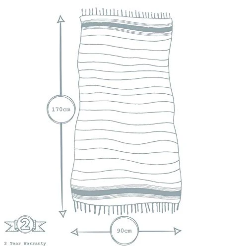 Nicola Spring Serviettes de Plage Turques - Coton - 170 x 90 cm - Gris - Lot de 2