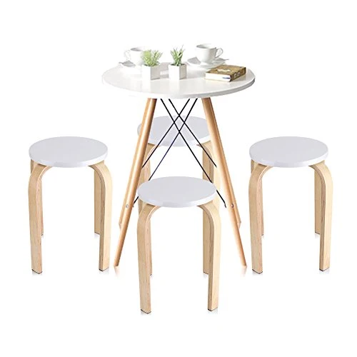 GOTOTOP Lot de 4pcs Tabourets Empilables en Bois Multi-Couleur Hauteur 45cm (4pcs Blancs)