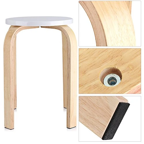 GOTOTOP Lot de 4pcs Tabourets Empilables en Bois Multi-Couleur Hauteur 45cm (4pcs Blancs)