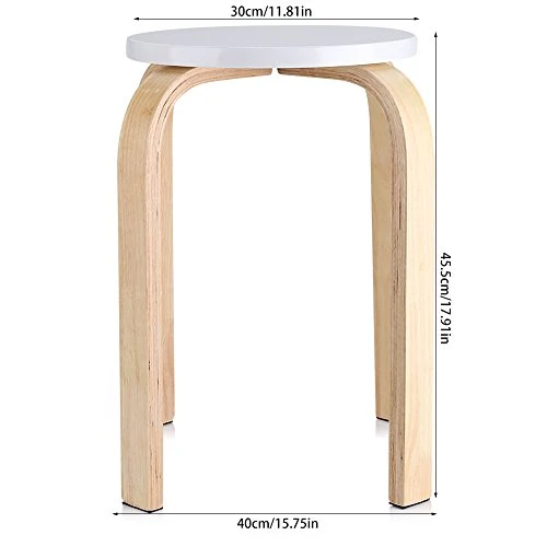 GOTOTOP Lot de 4pcs Tabourets Empilables en Bois Multi-Couleur Hauteur 45cm (4pcs Blancs)