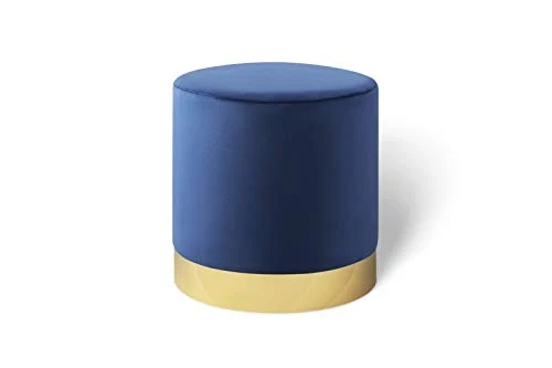 LIFA LIVING Pouf Salon en Velours 30 x 38 cm, Petit Tabouret Ottoman Gris avec Base en métal doré, pour la Chambre et la Cuisine