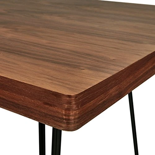Marque Amazon - Rivet - Table de salle à manger aux pieds ultra-fins et au look industriel, largeur 180 cm, Noyer et noir