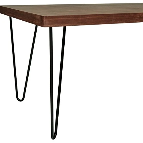 Marque Amazon - Rivet - Table de salle à manger aux pieds ultra-fins et au look industriel, largeur 180 cm, Noyer et noir