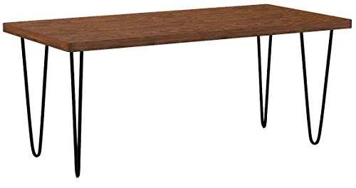 Marque Amazon - Rivet - Table de salle à manger aux pieds ultra-fins et au look industriel, largeur 180 cm, Noyer et noir