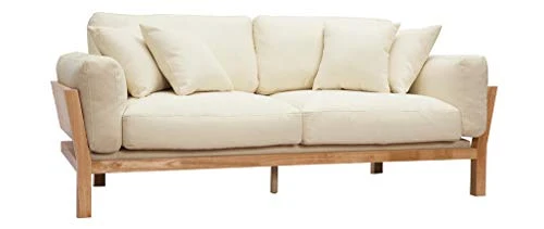 Miliboo Canapé scandinave 3 Places déhoussable Blanc crème et Bois KYO