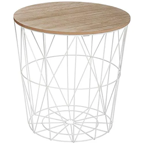 AC-Déco Table Basse Kumi - D 39.5 x 41 cm - Blanc