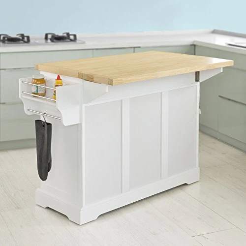 SoBuy® FKW41-WN Desserte sur roulettes Meuble de Cuisine de Service Roulant en Bois - Plans de Travail Rabattables - Haute Qualité et Stabilité