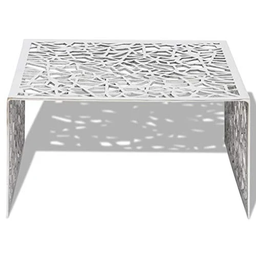 vidaXL Table Basse Table de Salon Aluminium Design géométrique ajouré Argent