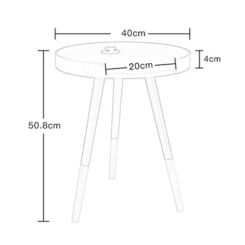Lucky star Table End en Bois Massif avec Chargeur et Plateau for Petites Table Ronde Canapé Table d'appoint Table de Chevet Table Mini-Coin Table Salon Moderne Snack Table Basse (Couleur : Jaune)