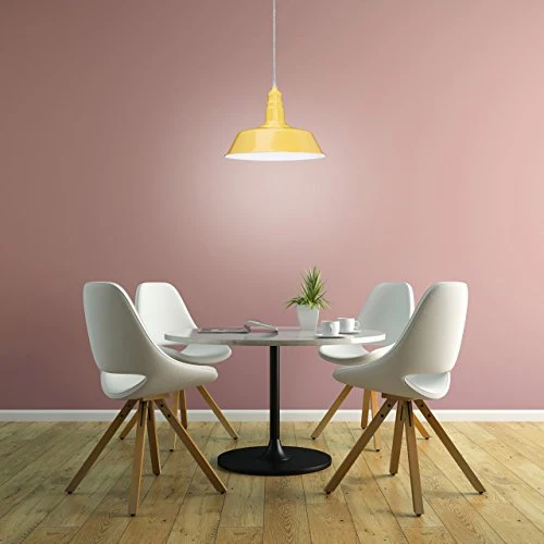 Relaxdays Suspension luminaire abat-jour en métal avec couleur tendance HxlxP: 116 x 36 x 36 cm lampe style industriel hauteur réglable, jaune