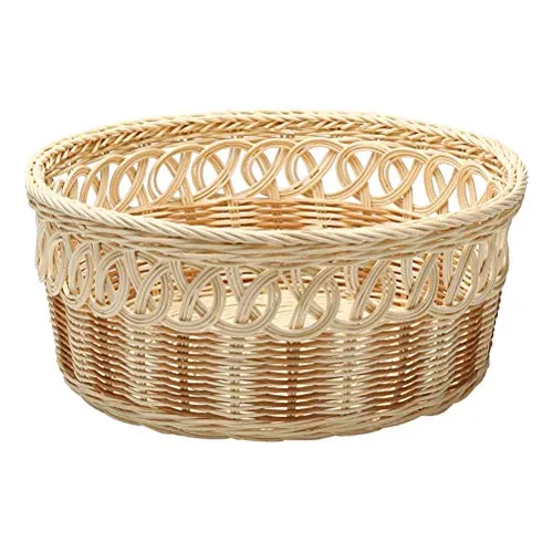 Rotin tissé Panier de Stockage, Corbeille de Fruits Snack Panier Corbeille à Pain, utilisé dans la Chambre Bureau Cuisine (Couleur : Natural, Taille : L)