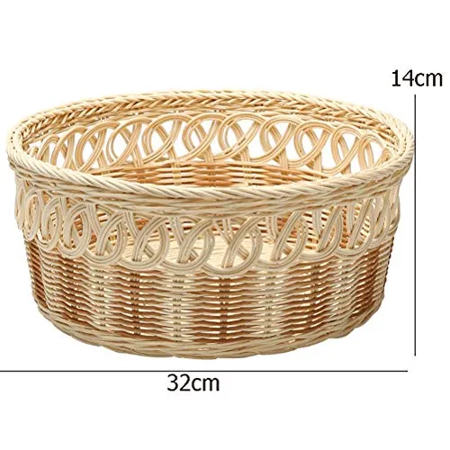Rotin tissé Panier de Stockage, Corbeille de Fruits Snack Panier Corbeille à Pain, utilisé dans la Chambre Bureau Cuisine (Couleur : Natural, Taille : L)