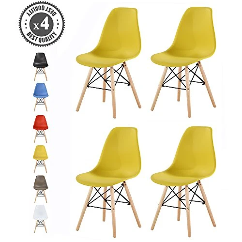 Lot de 4 chaises au Design Moderne de Style scandinave, Lia par MCC (Jaune)