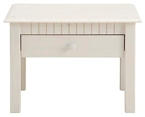 Domus Scandinavia Linda quadratisch mit 1 Schubkasten Table Basse, Bois, Blanc, 60 x 60 cm