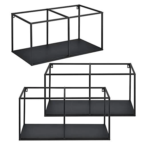 [en.casa] Table Console avec Système d'Étagère 4 Pièces Métal Résistant Montage Mural 120 x 80 x 32 cm Noir