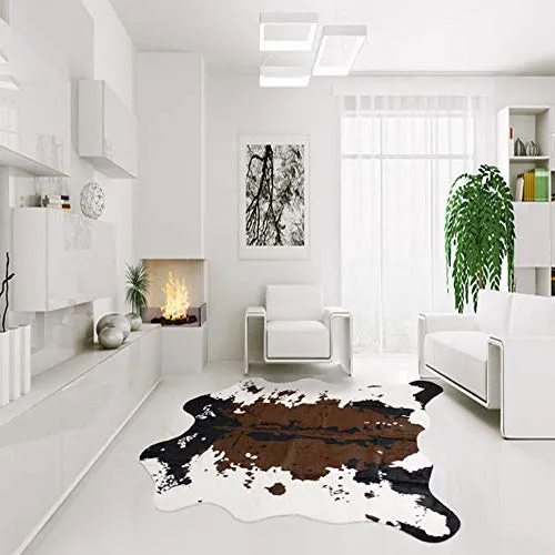 Tapis en fausse fourrure de mouton - Tapis moelleux en fausse fourrure - Housse de chaise - Pour chambre à coucher ou canapé, Fourrure synthétique, Cow-brown, 140x160cm