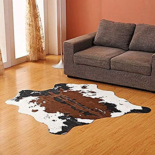Tapis en fausse fourrure de mouton - Tapis moelleux en fausse fourrure - Housse de chaise - Pour chambre à coucher ou canapé, Fourrure synthétique, Cow-brown, 140x160cm