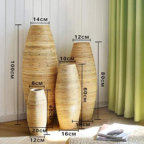 QingT Simple et Moderne, rotin, Vase en Bois, Salon, Hall,-80cm de Hauteur