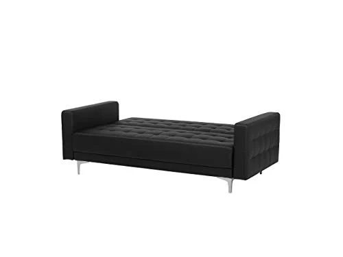 Beliani - Canapé Convertible 3 Places - Aberdeen - Simili-Cuir, Noir