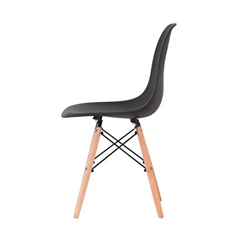 KunstDesign Ensemble de 4 chaises de Salle à Manger, Design Ergonomique, Pieds en Bois de hêtre Naturel, Look Moderne du Milieu du siècle（Noir