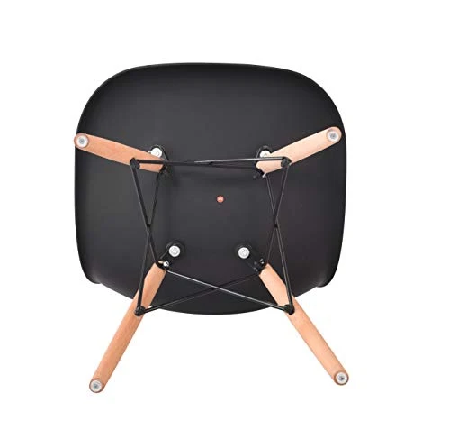 KunstDesign Ensemble de 4 chaises de Salle à Manger, Design Ergonomique, Pieds en Bois de hêtre Naturel, Look Moderne du Milieu du siècle（Noir