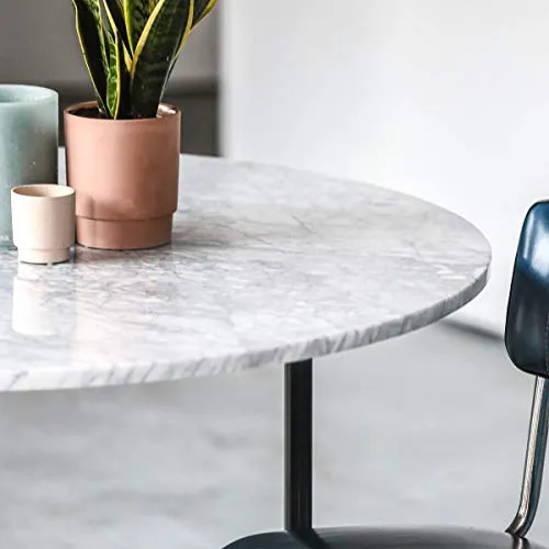 Table à manger ronde en marbre – Blanc – 120 cm