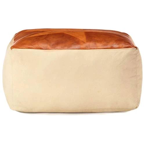 mewmewcat Pouf Sable 60 x 60 x 30 cm Toile de Coton et Cuir