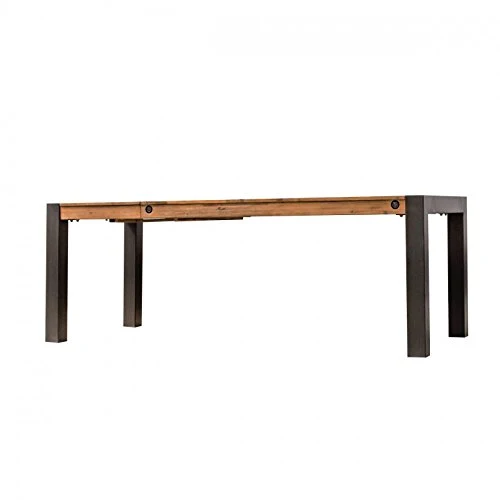 Meubletmoi Table Repas Extensible Style Industriel/Structure métal et Plateau en Bois d'acacia / 160/210 x 90 cm/Facture et Finitions soignées – Collection Workshop