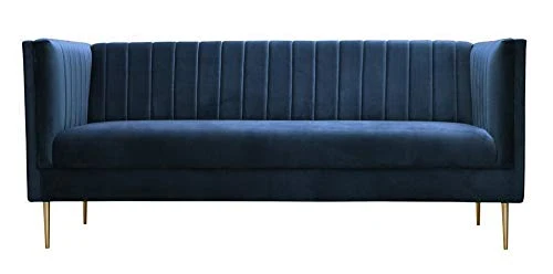 Fait à la main en Europe contemporain contemporain canapé 3 places en velours (bleu marine)