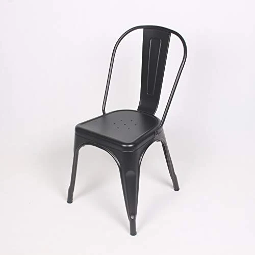 Kosmi - Lot de 4 Chaises Noires en métal Noir Mat Style Industriel Factory