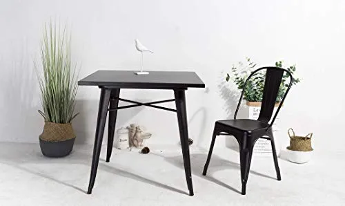 Kosmi - Lot de 4 Chaises Noires en métal Noir Mat Style Industriel Factory