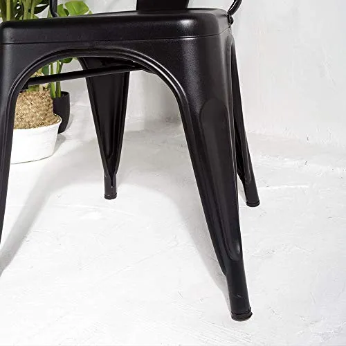 Kosmi - Lot de 4 Chaises Noires en métal Noir Mat Style Industriel Factory