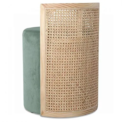 Déco en Ligne - Banquette Cannage et Velours Vert d'eau